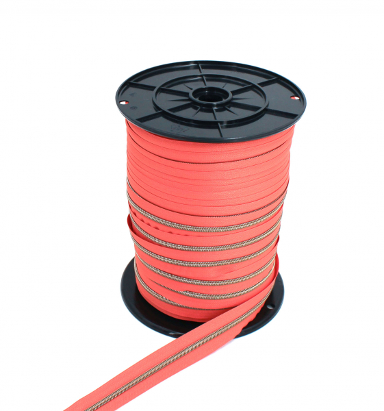 Endlosreißverschluss metallisiert koralle/messing-antik (1m)